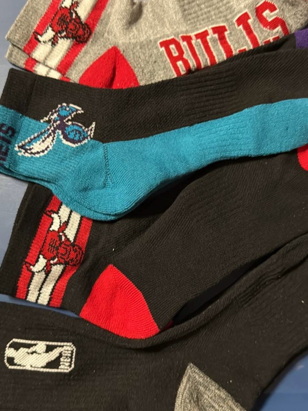 Chicago Bulls & Hornets Crew Socks Pack - Black, Red, Teal
